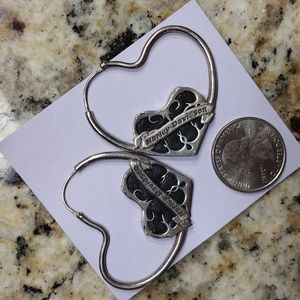 Harley Davidson sterling silver heart hoop earrings